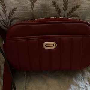 Dark Red Vegan Leather Spacious Double Zip Easy to use Women's Bag